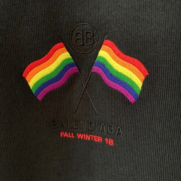 Balenciaga FW18 LGBTQ Flags Hybrid Sweat T-Shirt XS (Oversize Fit) - Picture 2 of 5